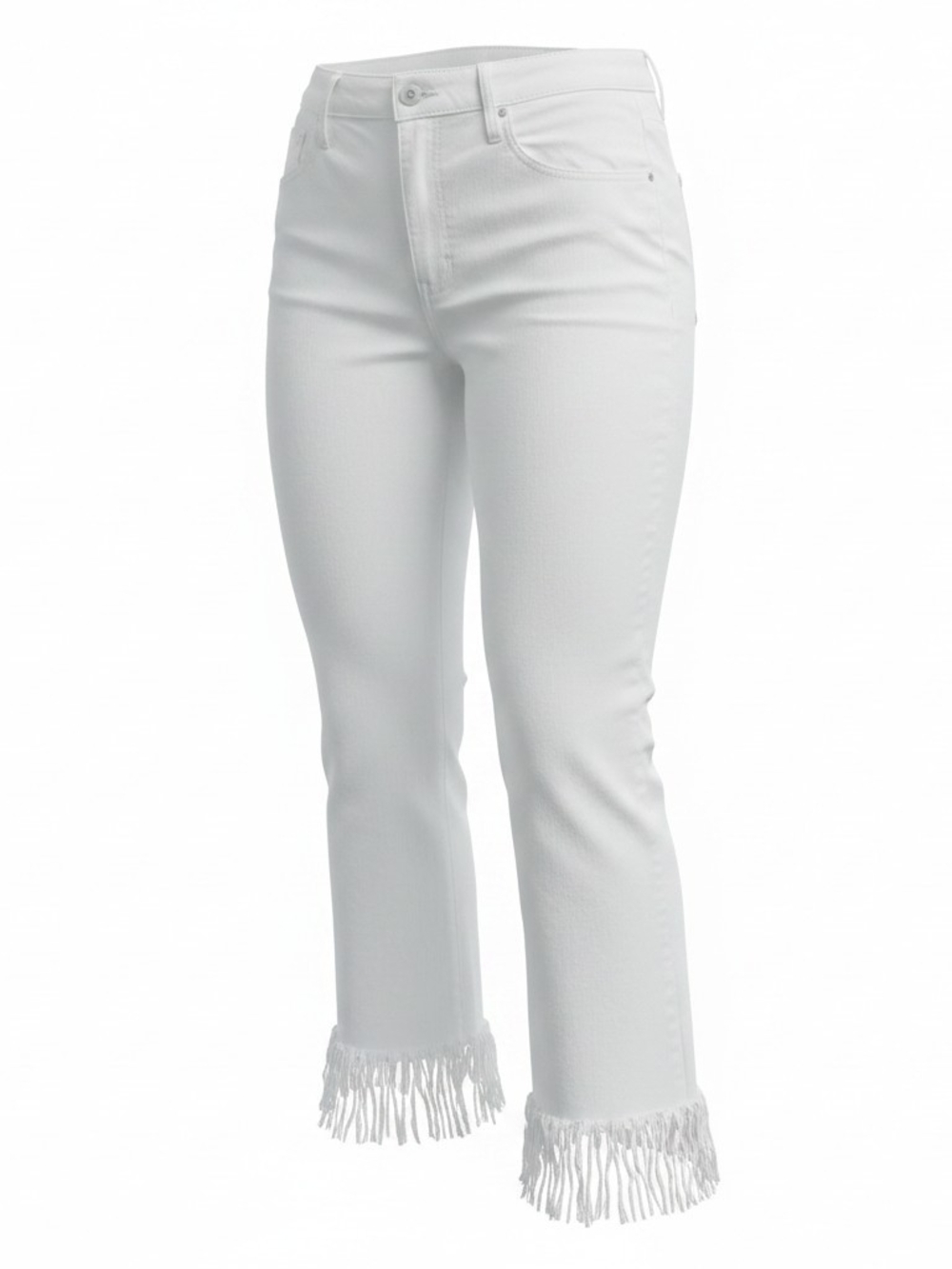 For The Republic White Fringed Cropped Jeans